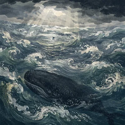Jonah and Whale Beneath Stormy Ocean