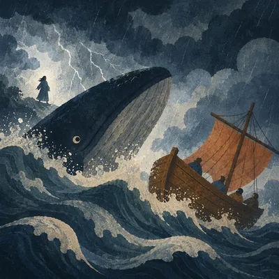 Jonah and the Whale in Stormy Seas