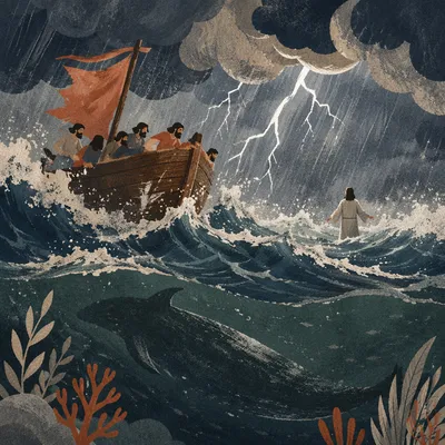 Jonah Facing the Whale in Stormy Seas