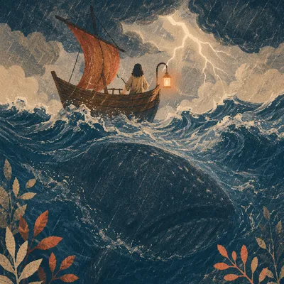 Jonah’s Stormy Sea and Rising Whale