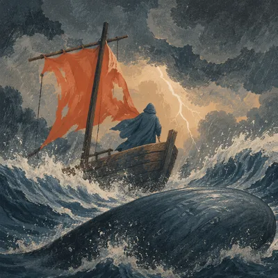 Jonah and the Whale in Stormy Seas