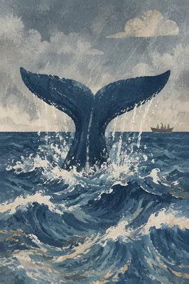 Jonah Whale Tail in Stormy Sea