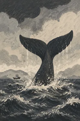 Jonah Whale Tail in Stormy Sea