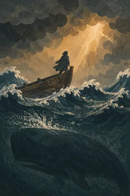 Jonah Before the Whale in Stormy Sea