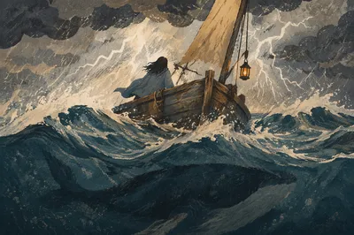 Jonah at Sea Beneath Storm Clouds
