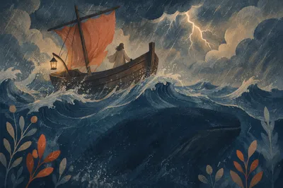 Jonah’s Whale Beneath the Stormy Sea