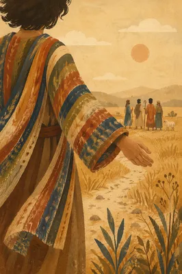 Joseph's Colorful Coat in Golden Field