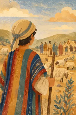 Joseph in Colorful Coat Among Brothers