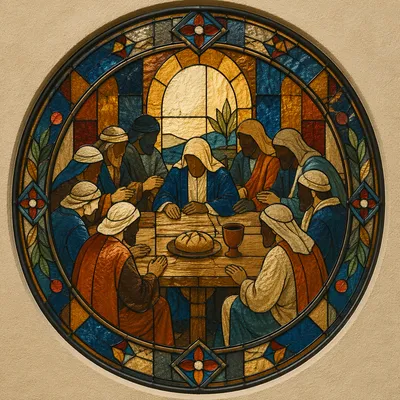 Last Supper Stained Glass Communion Scene