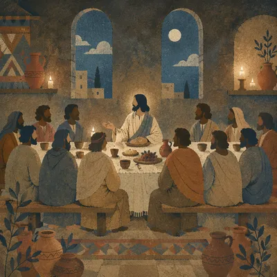 Candlelit Last Supper Table with Disciples