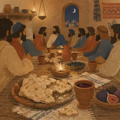 Last Supper Bread and Wine Table