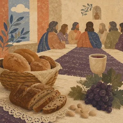 Last Supper Bread and Wine Table