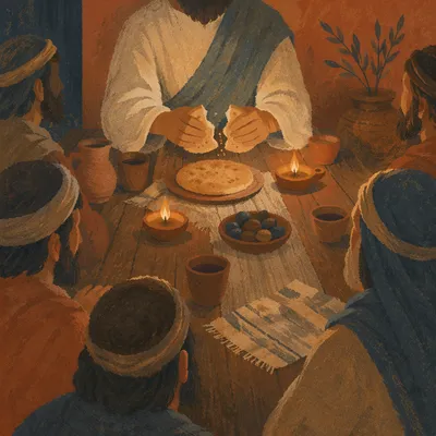 Last Supper Table in Warm Lamplight