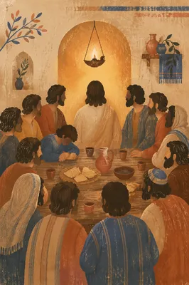 Candlelit Last Supper Table With Disciples