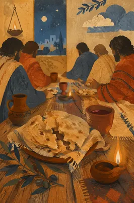 Last Supper Bread and Wine Table