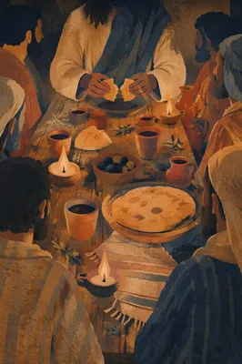 Last Supper Table in Warm Lamplight