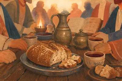 Last Supper Bread and Wine Table