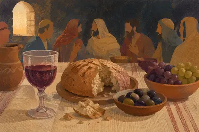 Last Supper Bread and Wine Table