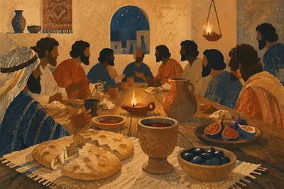 Last Supper Bread and Wine Table