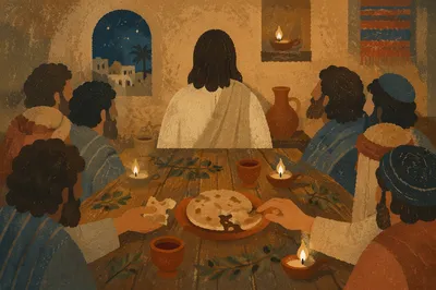 Last Supper Table in Warm Lamplight
