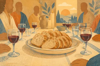 Last Supper Bread and Wine Table
