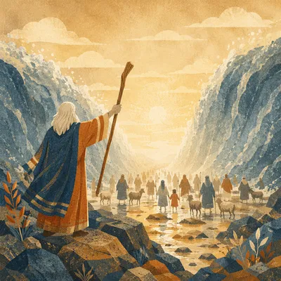 Moses Parting the Red Sea at Sunrise