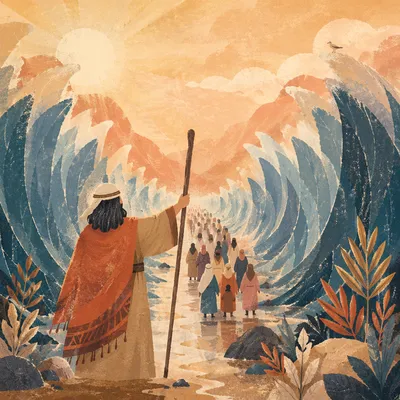 Moses Leading Israelites Through the Red Sea