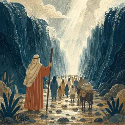 Moses Leading Israel Through Parted Sea