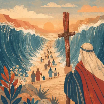Moses Parts the Red Sea at Dawn