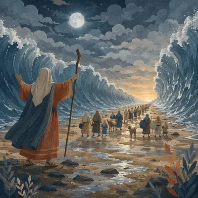 Moses Parting the Red Sea at Dawn