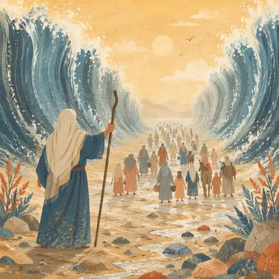 Moses Parting the Red Sea at Dawn