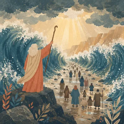 Moses Leads Israelites Through the Red Sea