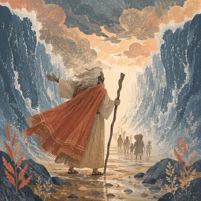 Moses Parting the Red Sea at Dawn