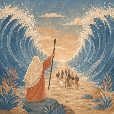 Moses Parting the Red Sea at Dawn