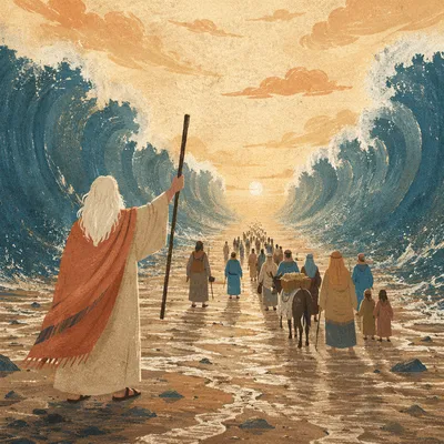Moses Parting the Red Sea at Dawn