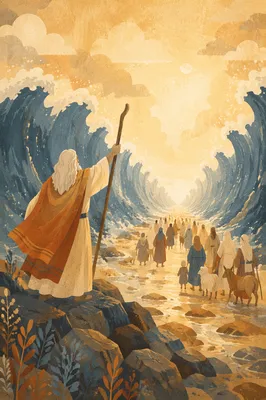 Moses Parting Red Sea at Sunrise