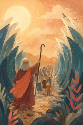 Moses Leads Israel Through Parted Sea