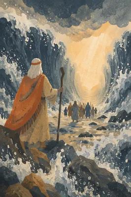 Moses Leads Israelites Through the Red Sea