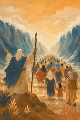 Moses Leads Israel Through Red Sea