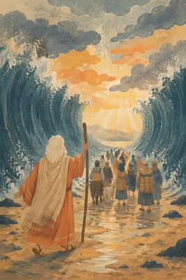 Moses Parts the Red Sea at Dawn