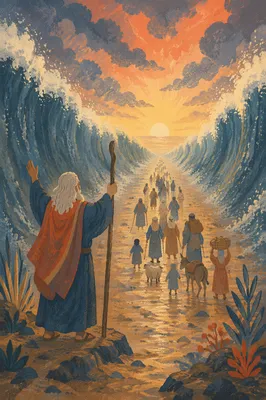 Moses Parting the Red Sea at Dawn