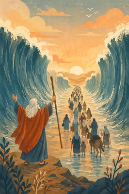 Moses Parting the Red Sea at Dawn
