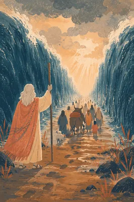 Moses Parts the Red Sea at Dawn