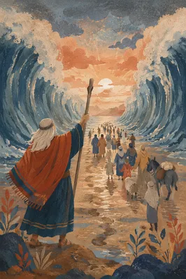 Moses Parting the Red Sea at Dawn