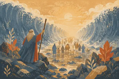 Moses Parting the Red Sea at Sunrise