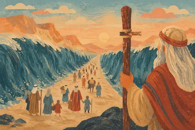 Moses Parts the Red Sea at Dawn