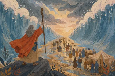 Moses Parts the Red Sea at Dawn