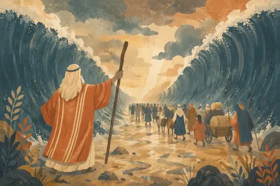 Moses Parts the Red Sea at Dawn