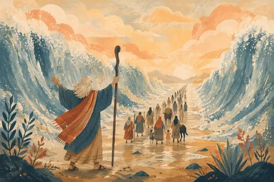 Moses Parts the Red Sea at Dawn