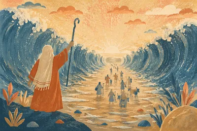 Moses Parting the Red Sea at Dawn